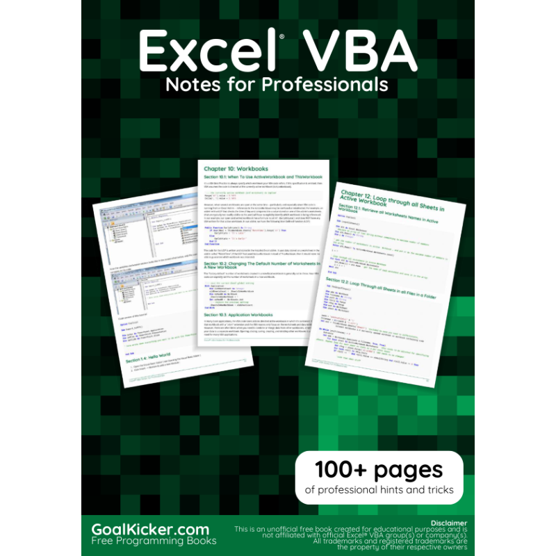 Excel VBA Notes For Professionals