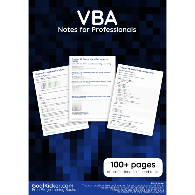 VBA Notes For Professionals