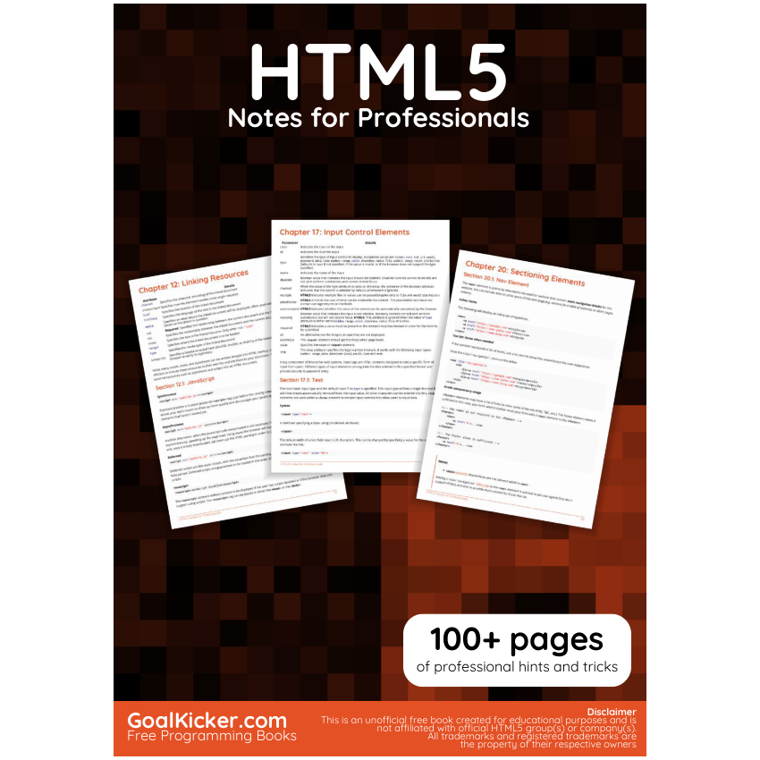 HTML5 Notes For Professionals